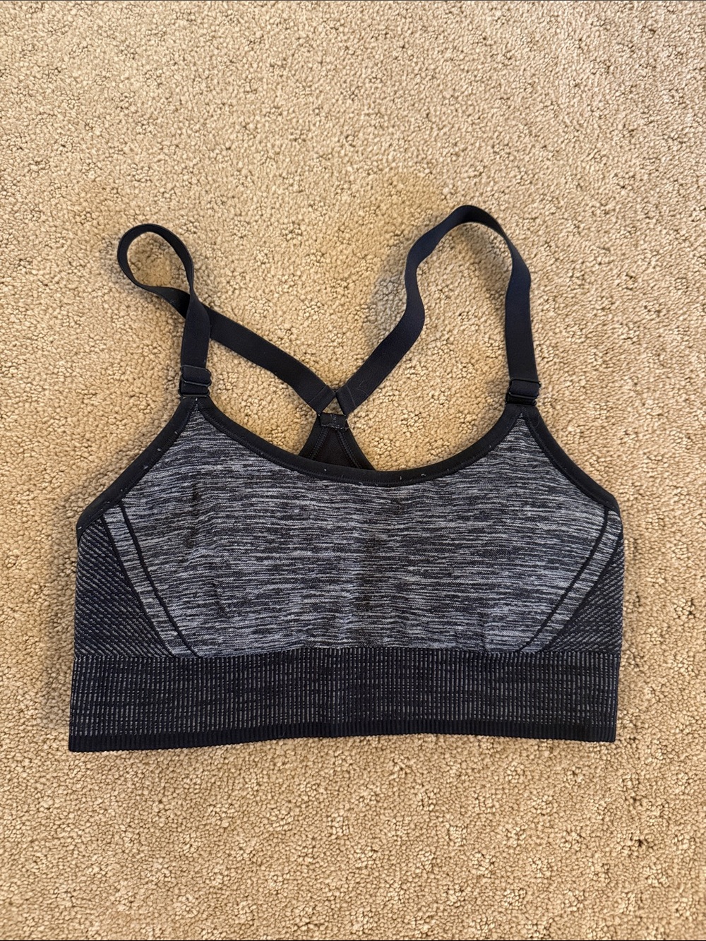 all in motion Heathered Black and Grey Seamless Sports Bra